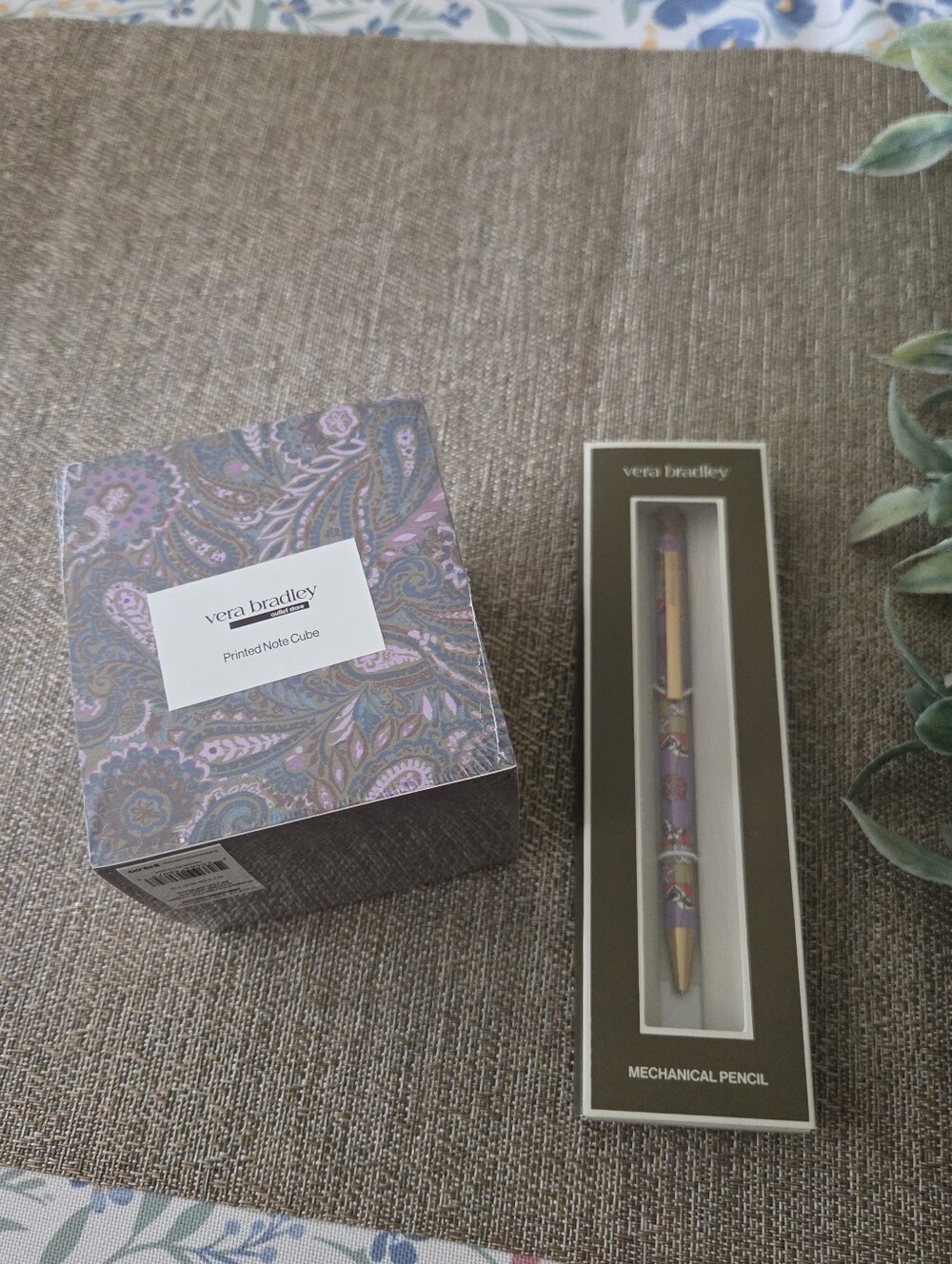 Vera Bradley Purple Paisley Mechanical Pencil & Note Cube Set